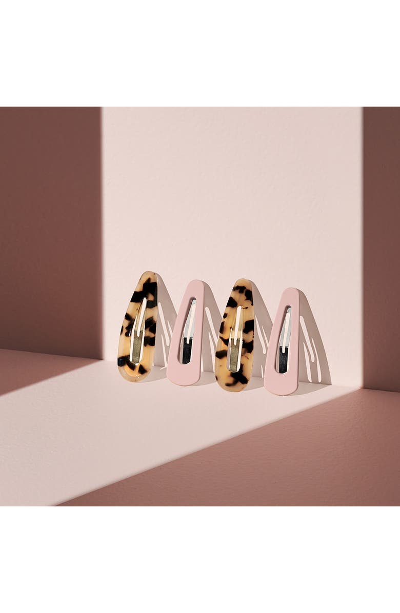 The Hair Edit Snap Pack of 4 Assorted Hair Clips, Alternate, color, Beige Multi