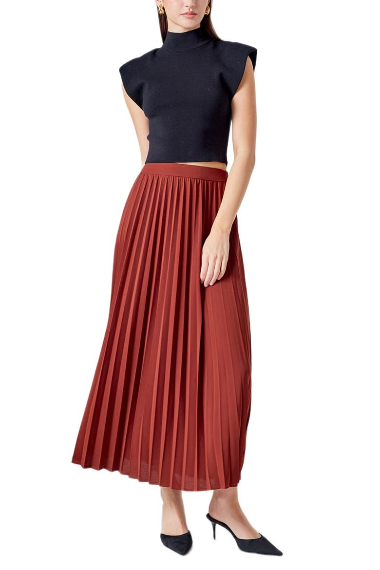 Pleated Maxi Skirt, Alternate, color, MOCHA MOUSSE