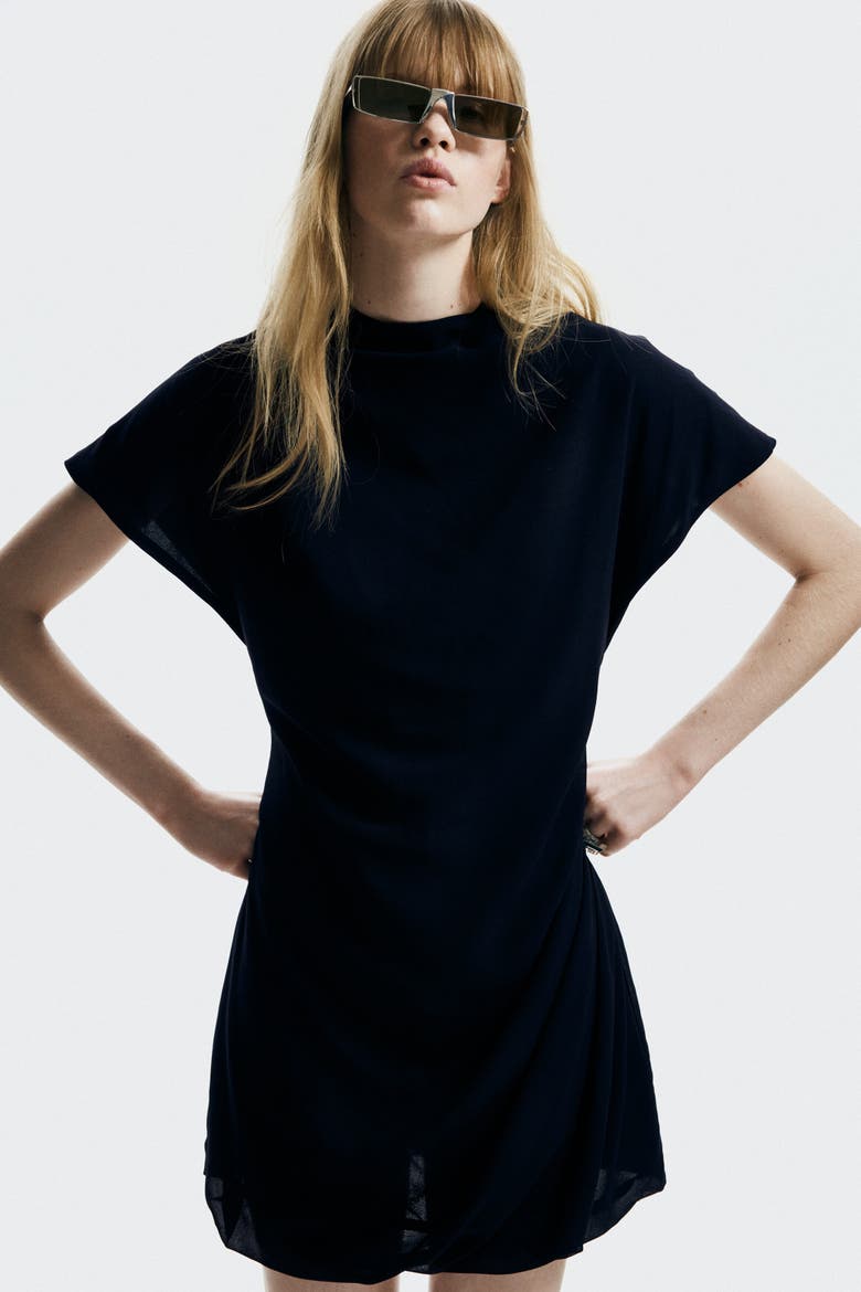 Draped Turtleneck Dress, Alternate, color, Black