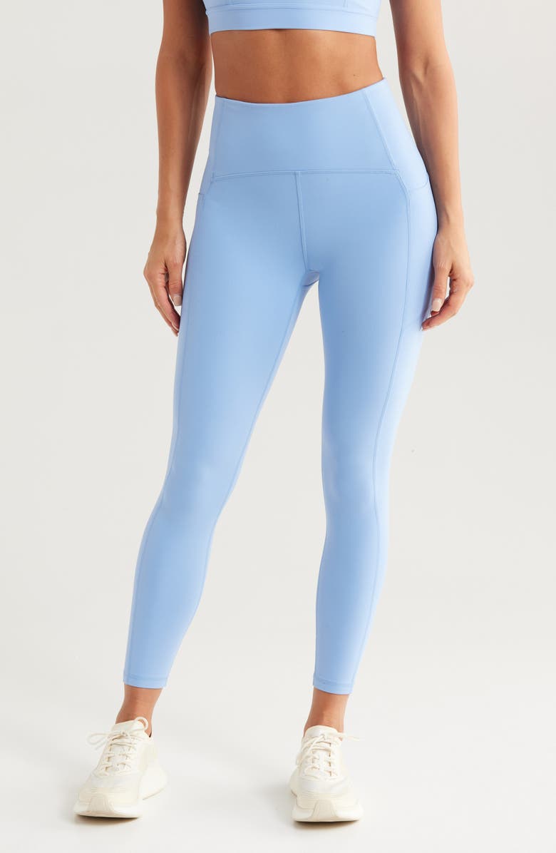 Zella Studio Luxe High Waist Pocket 7/8 Leggings, Main, color, Blue Azurine
