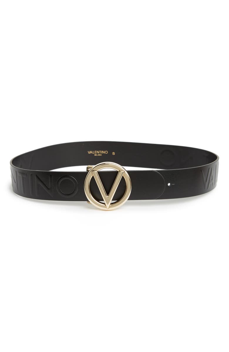 VALENTINO BY MARIO VALENTINO Bessy Embossed Logo Leather Belt, Main, color, 