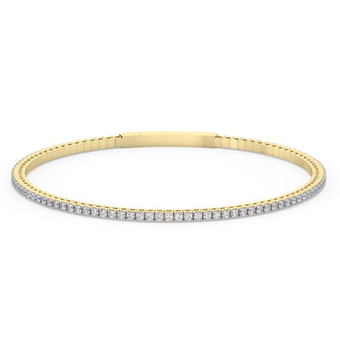 1Ct Diamond Flexible Oval Bangle Women's Bracelet 14k Gold Lab Grown