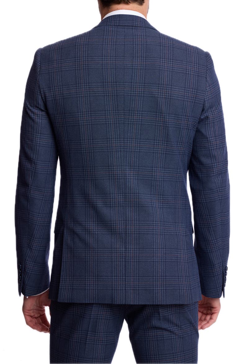 Dover Slim Notch Lapel Suit Jacket, Alternate, color, NAVY BURGUNDY PLAID