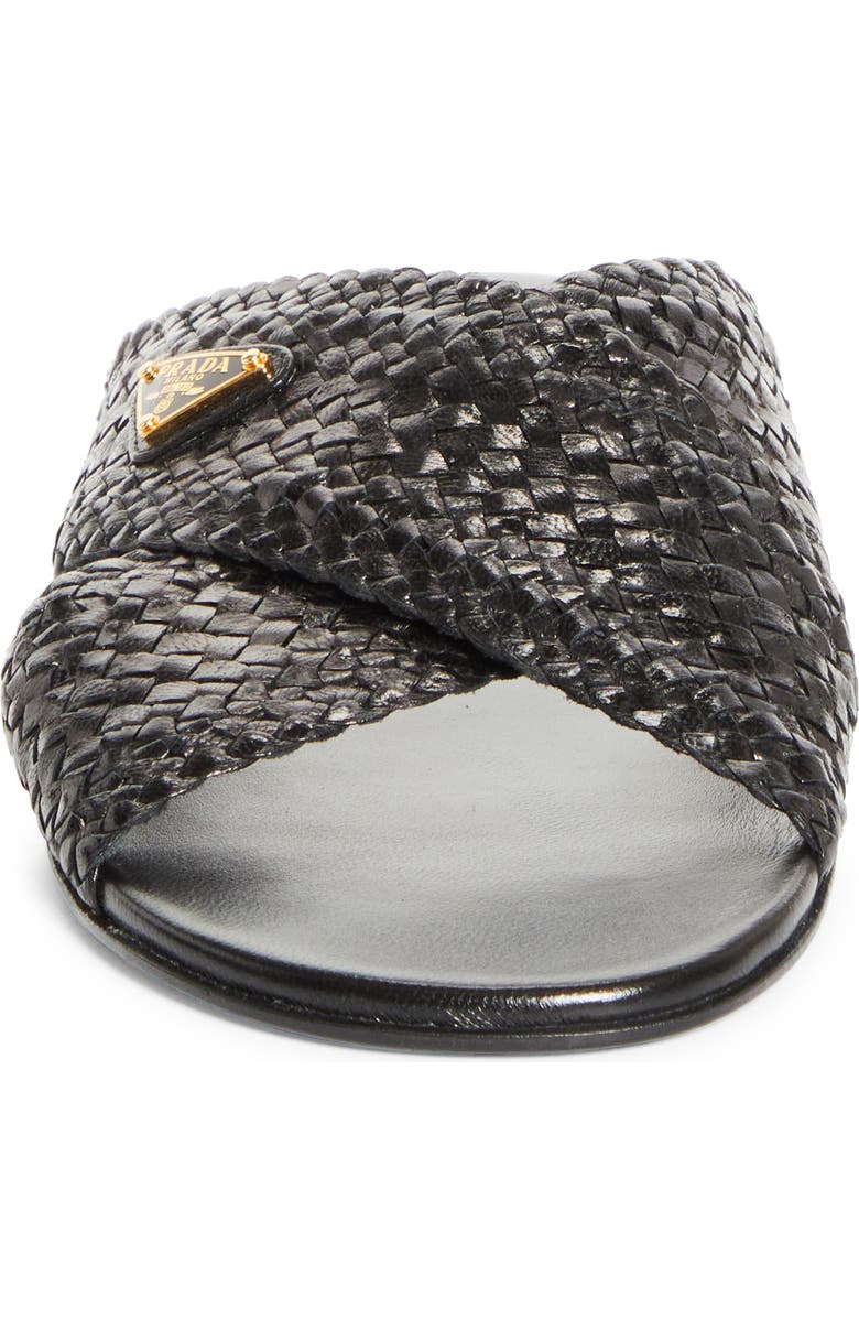 Prada Woven Slide Sandal, Alternate, color, Nero