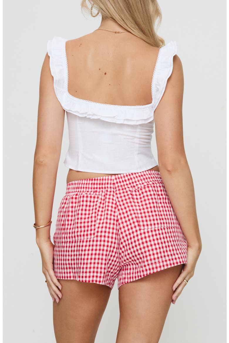 Isadoria Ruffle Trim Cotton & Linen Tank, Alternate, color, WHITE