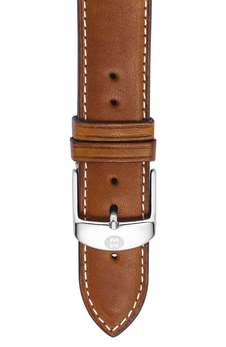 MICHELE 20mm Extra Long Leather Watch Strap, Main, color,