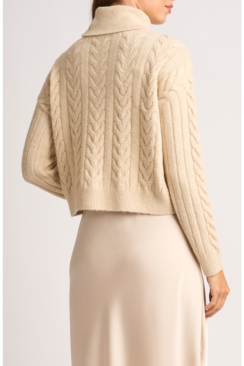 Cable Knit Turtleneck Sweater & Satin Midi Dress Set, Alternate, color, SHINE VANILA