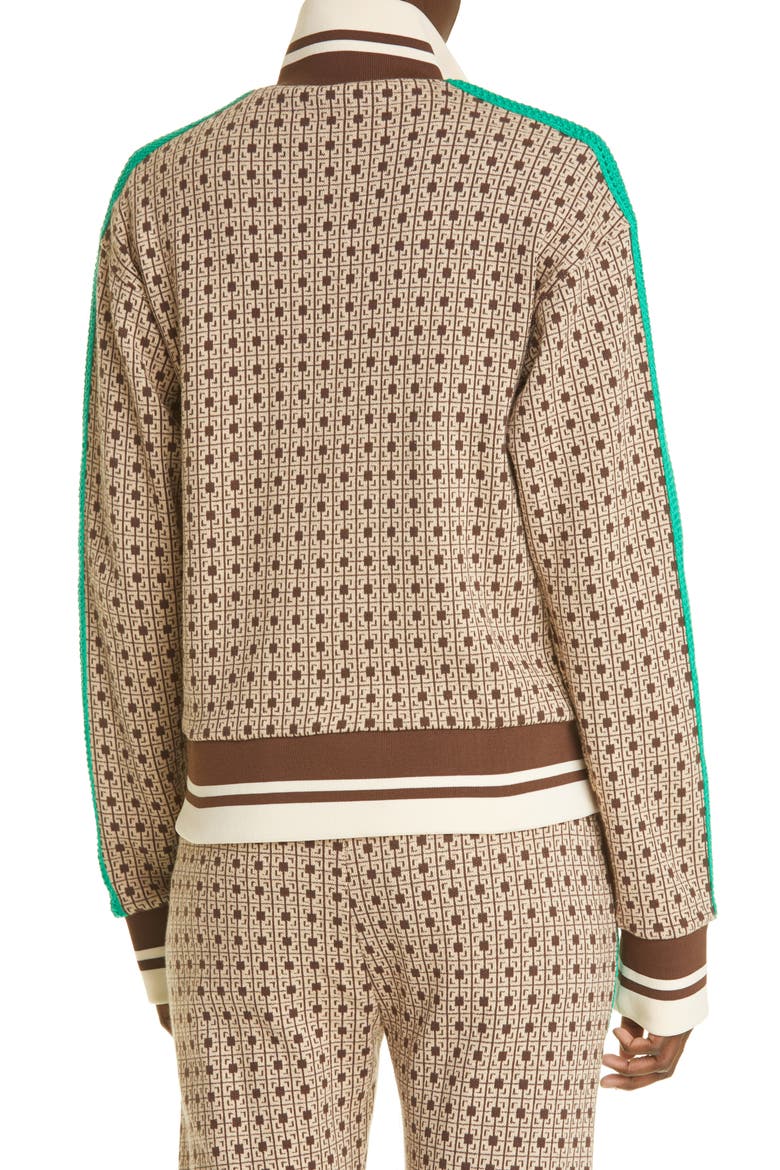 Clarendon Crop Track Jacket, Alternate, color, BROWN/ BEIGE
