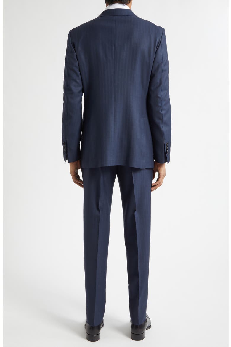 Wool Sharkskin Herringbone Suit, Alternate, color, NAVY