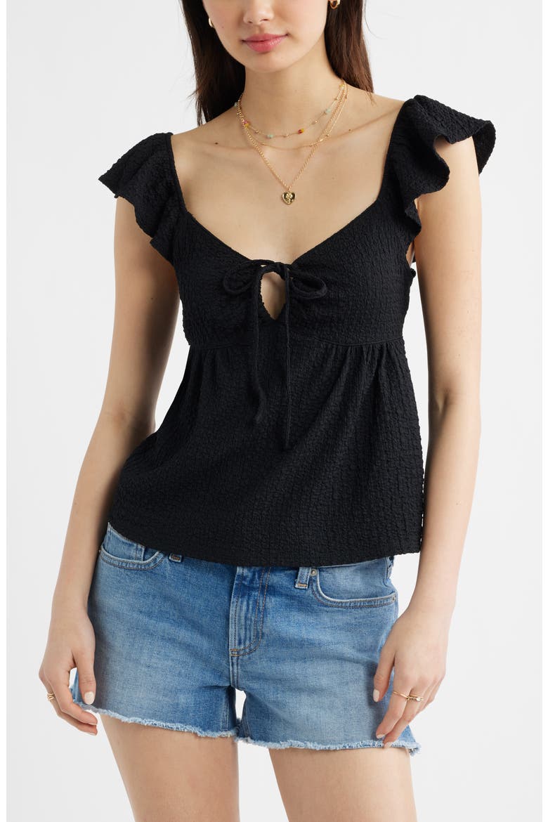 Flutter Sleeve Top, Main, color, BLACK