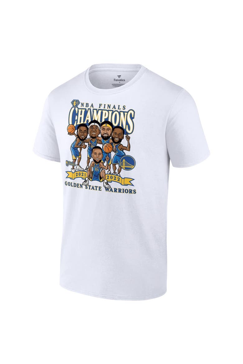 Men's Fanatics Branded White Golden State Warriors 2022 NBA Finals Champions Caricature T-Shirt, Alternate, color, White