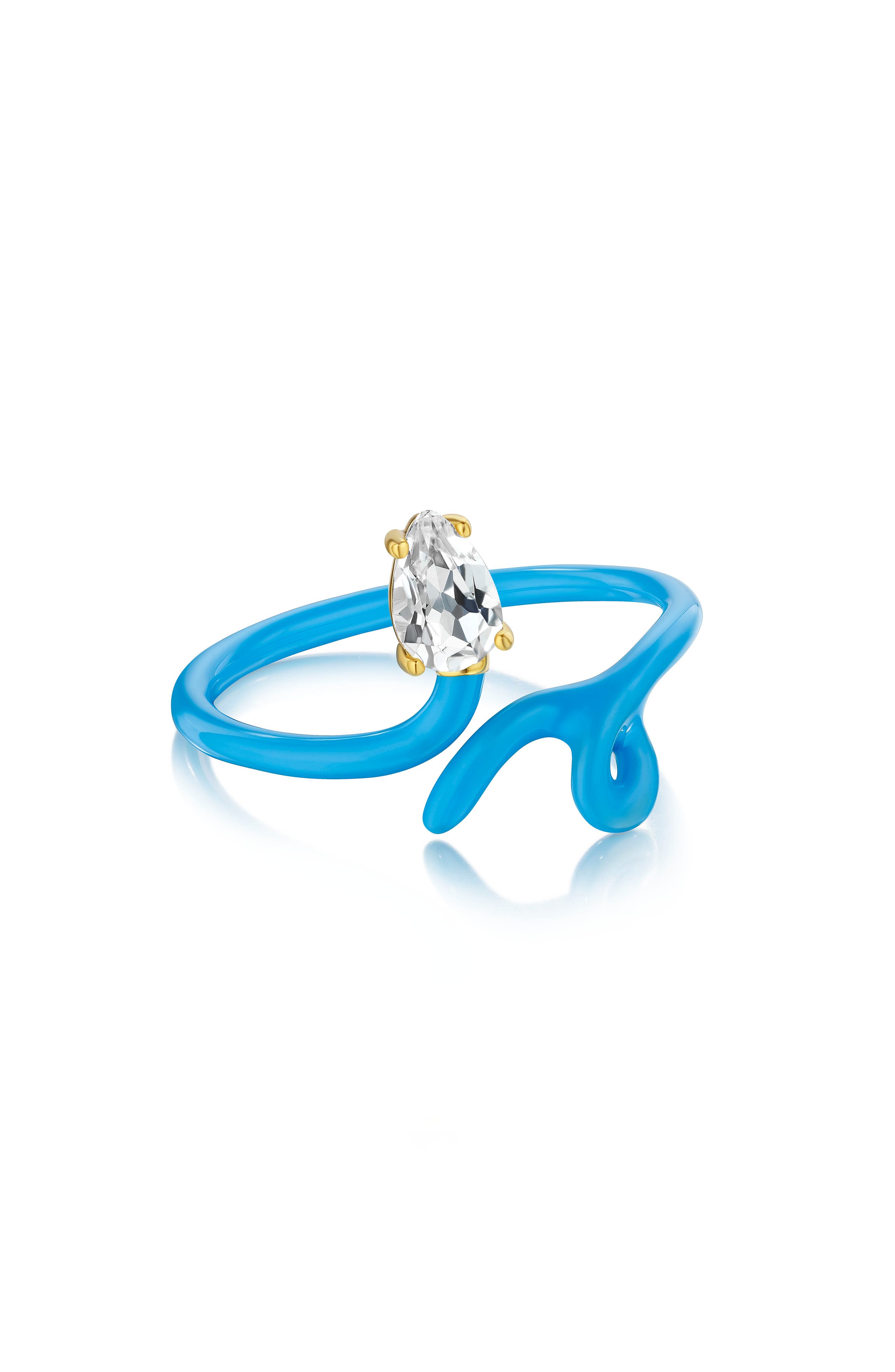 House of Frosted Pear White Topaz Enamel Band Ring