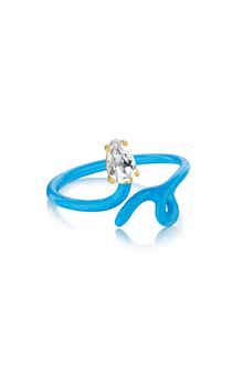 House of Frosted Pear White Topaz Enamel Band Ring