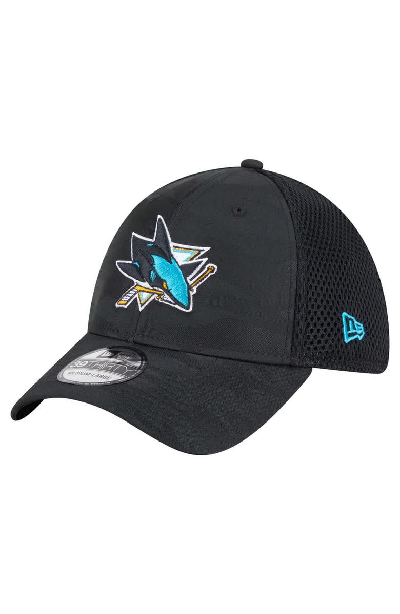 New Era Men's New Era Black San Jose Sharks Active Subtle Camo 39THIRTY Flex Hat, Main, color,