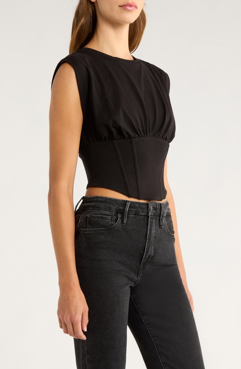 Good American Sleeveless Corset TOP, Alternate, color, Black001