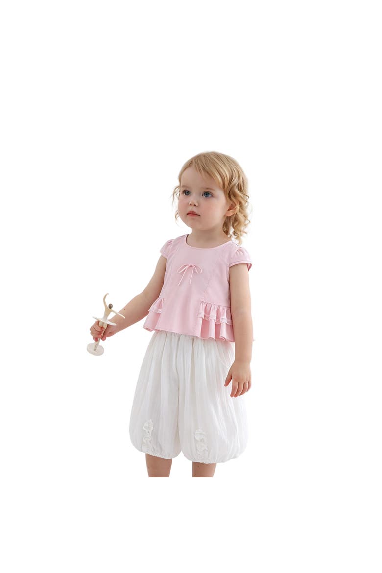 Lace Bow Short Set, Alternate, color, Pink