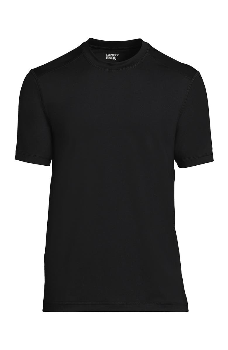 Lands' End Short Sleeve Swim Tee Rash Guard, Alternate, color, Black