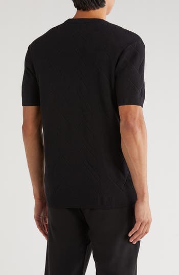 Chevron Stitched Short Sleeve Sweater