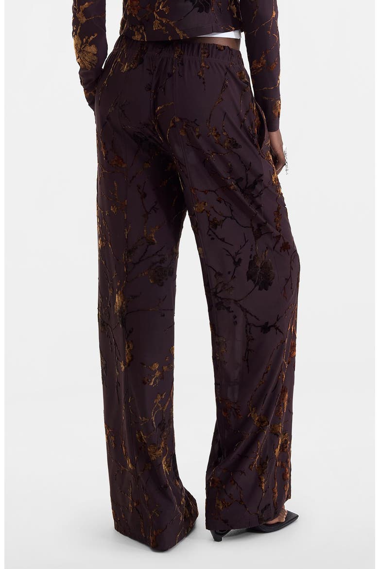 Burnout Floral Wide Leg Pants, Alternate, color, BROWN