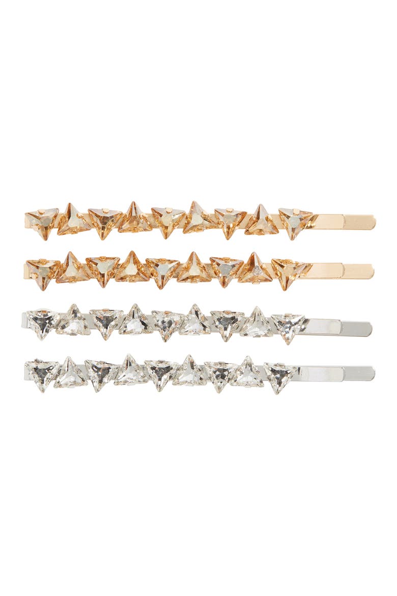 2-Pack Crystal Bobby Pins, Main, color, SILVER GOLD