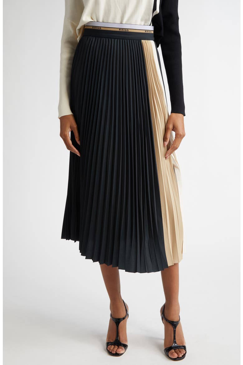 Iris Pleat Maxi Skirt, Main, color, BLACK