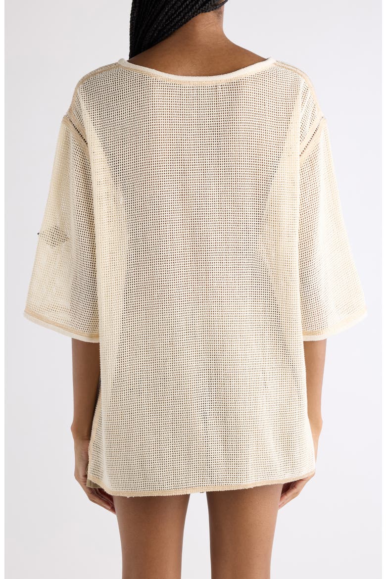 Nisrine Embroidered Mesh Tunic Top, Alternate, color, ECRU