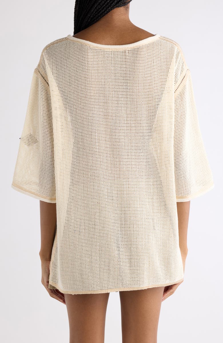 Isabel Marant Nisrine Embroidered Mesh Tunic Top, Alternate, color, Ecru