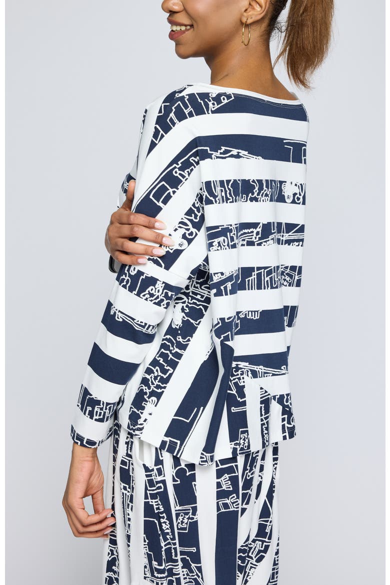 Astraea Striped Cotton Jersey Blouse, Alternate, color, Navy