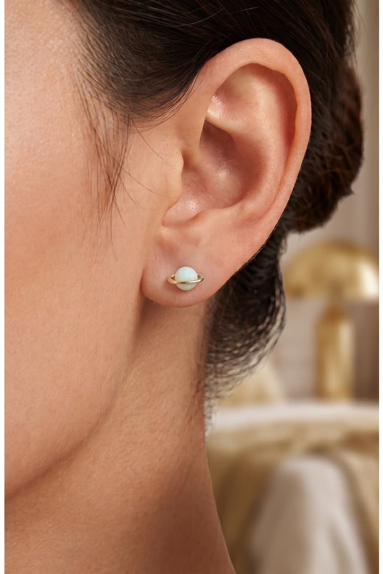 Opal Saturn Celestial Stud Earrings, Alternate, color, GOLD