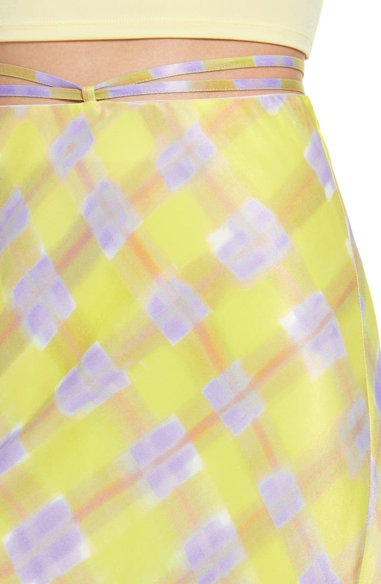& Other Stories Check Tie Waist Satin Midi Skirt, Alternate, color,