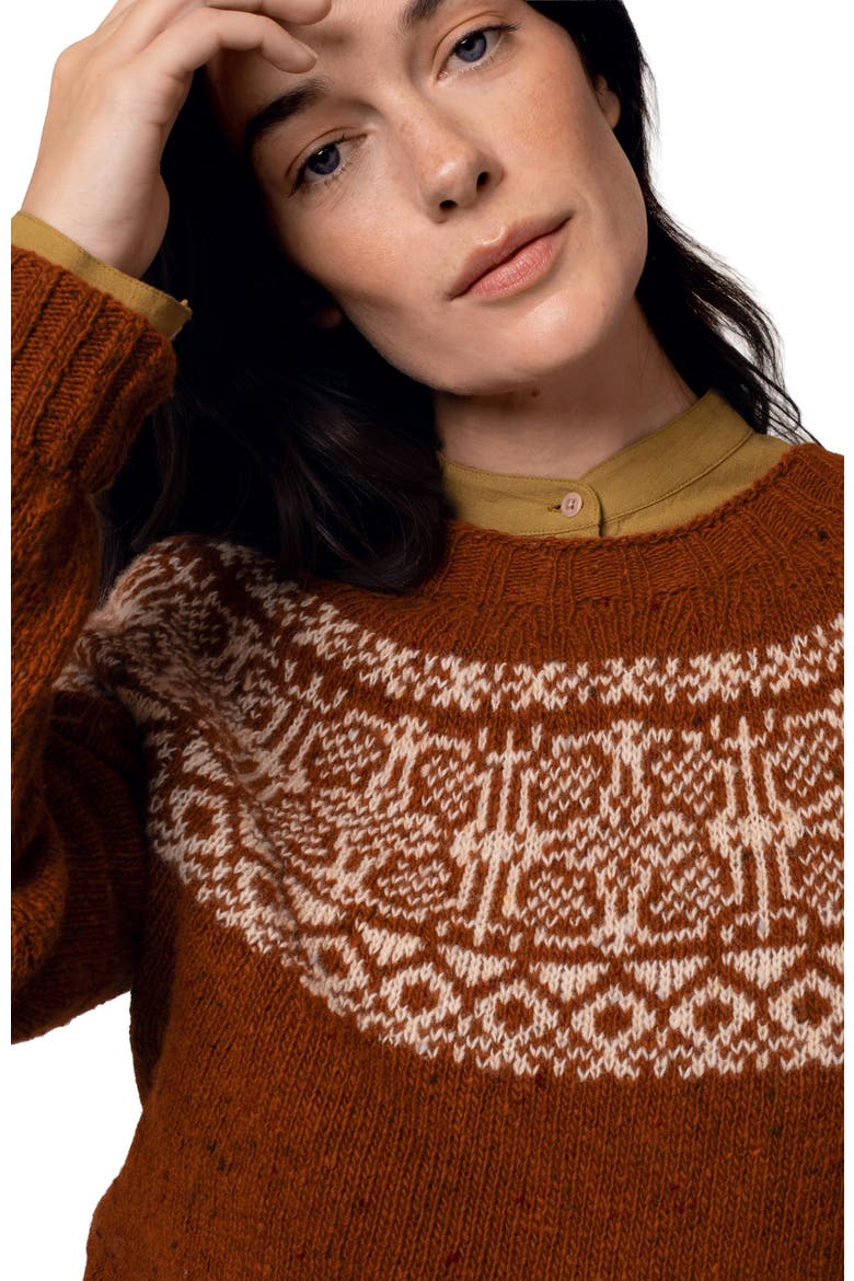Donegal Fair Isle Yoke Sweater, Alternate, color, Rust