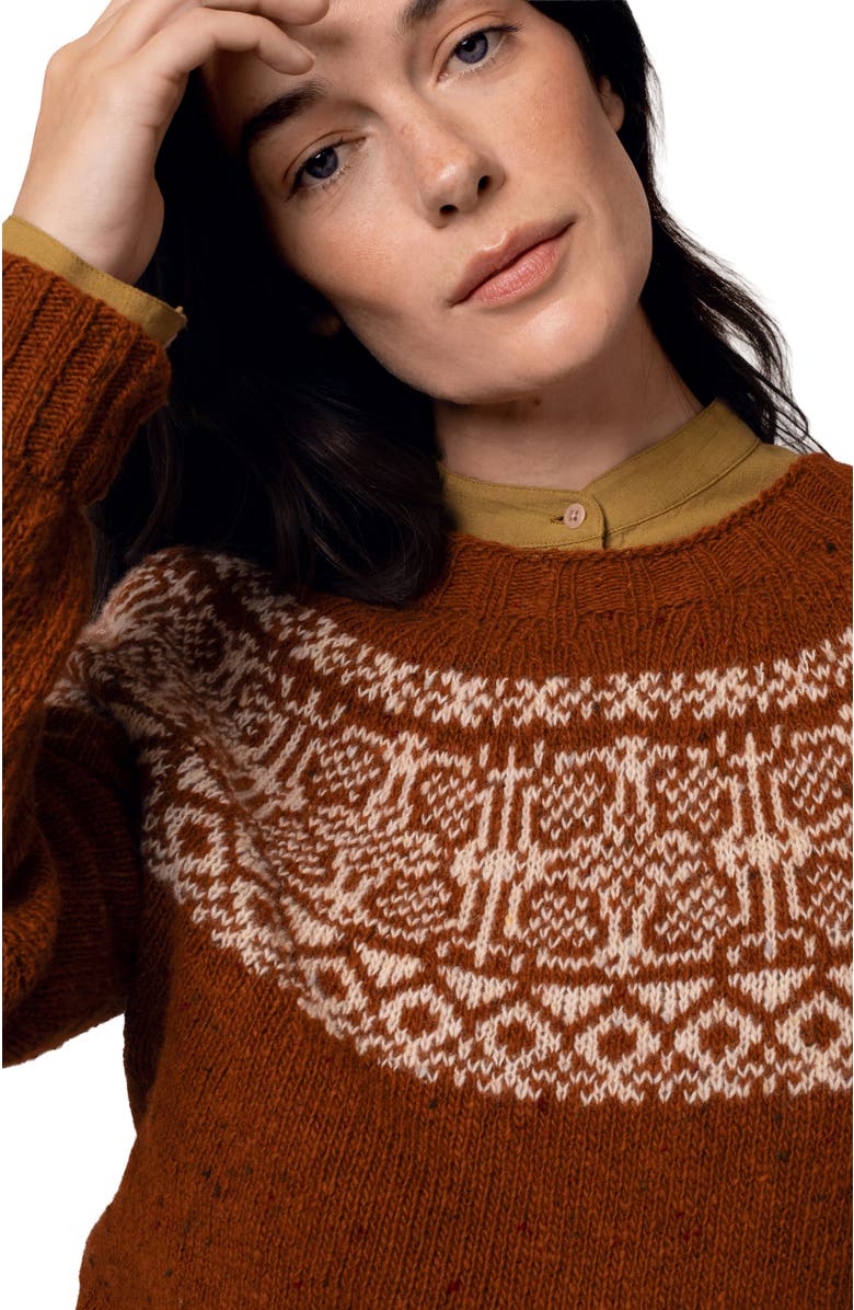Celtic & Co. Donegal Fair Isle Yoke Sweater, Alternate, color, Rust