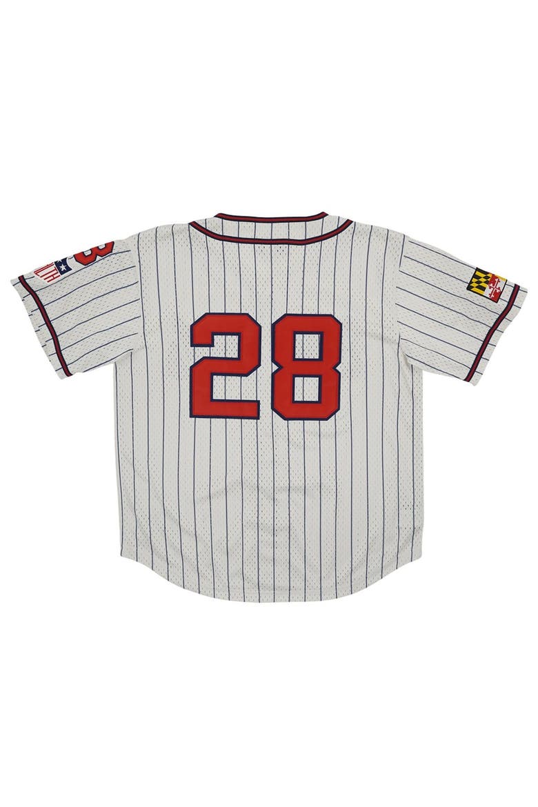 Men's Rings & Crwns #28 Cream Baltimore Elite Giants Mesh Button-Down Replica Jersey, Alternate, color, Cream