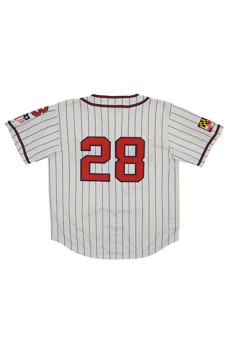 RINGS & CRWNS Men's Rings & Crwns #28 Cream Baltimore Elite Giants Mesh Button-Down Replica Jersey, Alternate, color, 