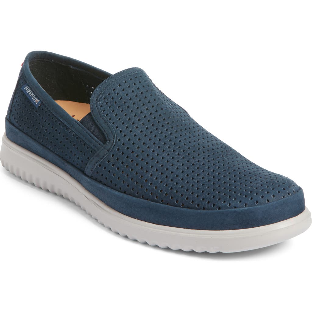 Mephisto Tiago Perforated Loafer In Blue