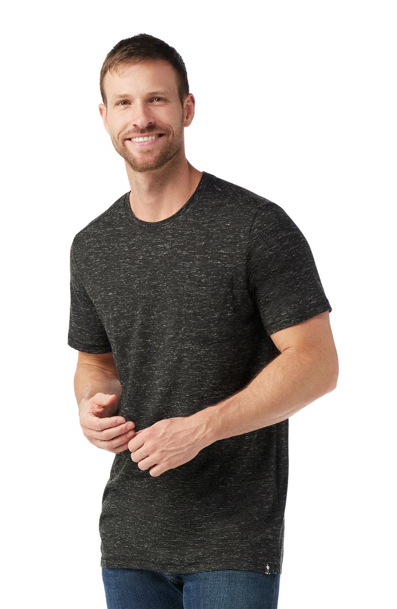 Smartwool Merino Wool Blend Pocket T-Shirt, Alternate, color, Black Heather