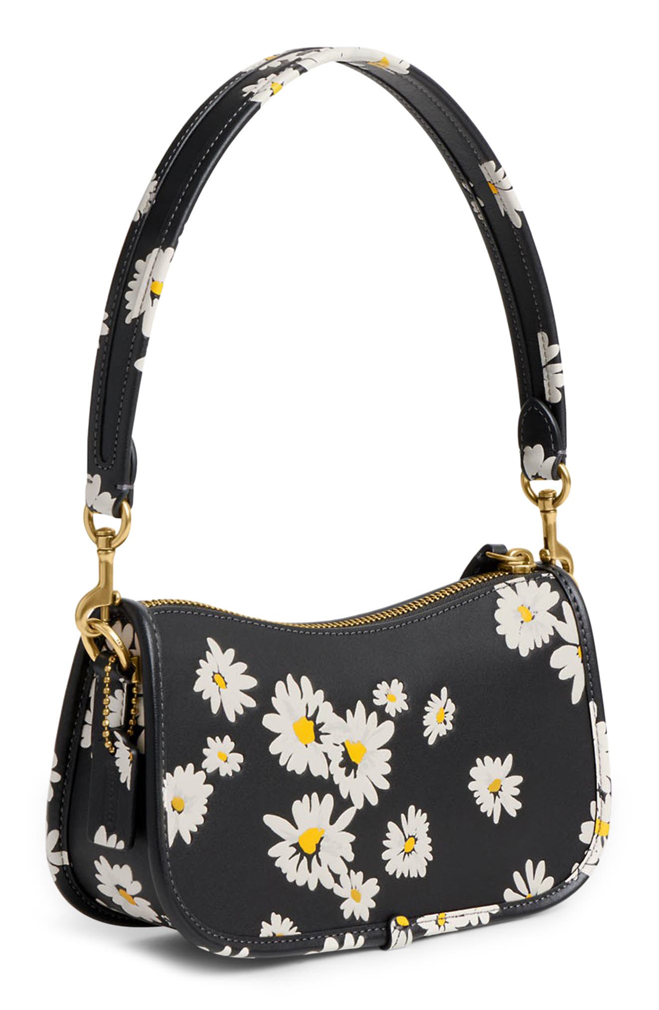 COACH Floral Leather Shoulder Bag, Alternate, color, 