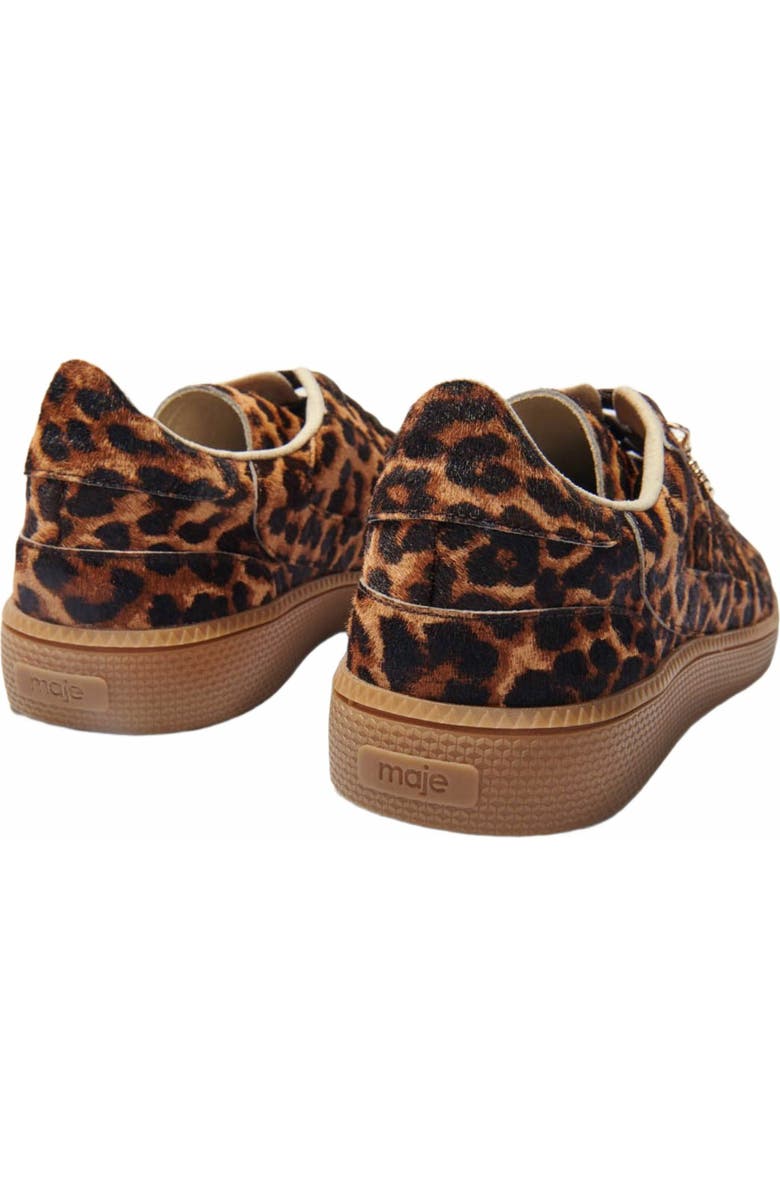maje Leopard print leather sneakers, Alternate, color,