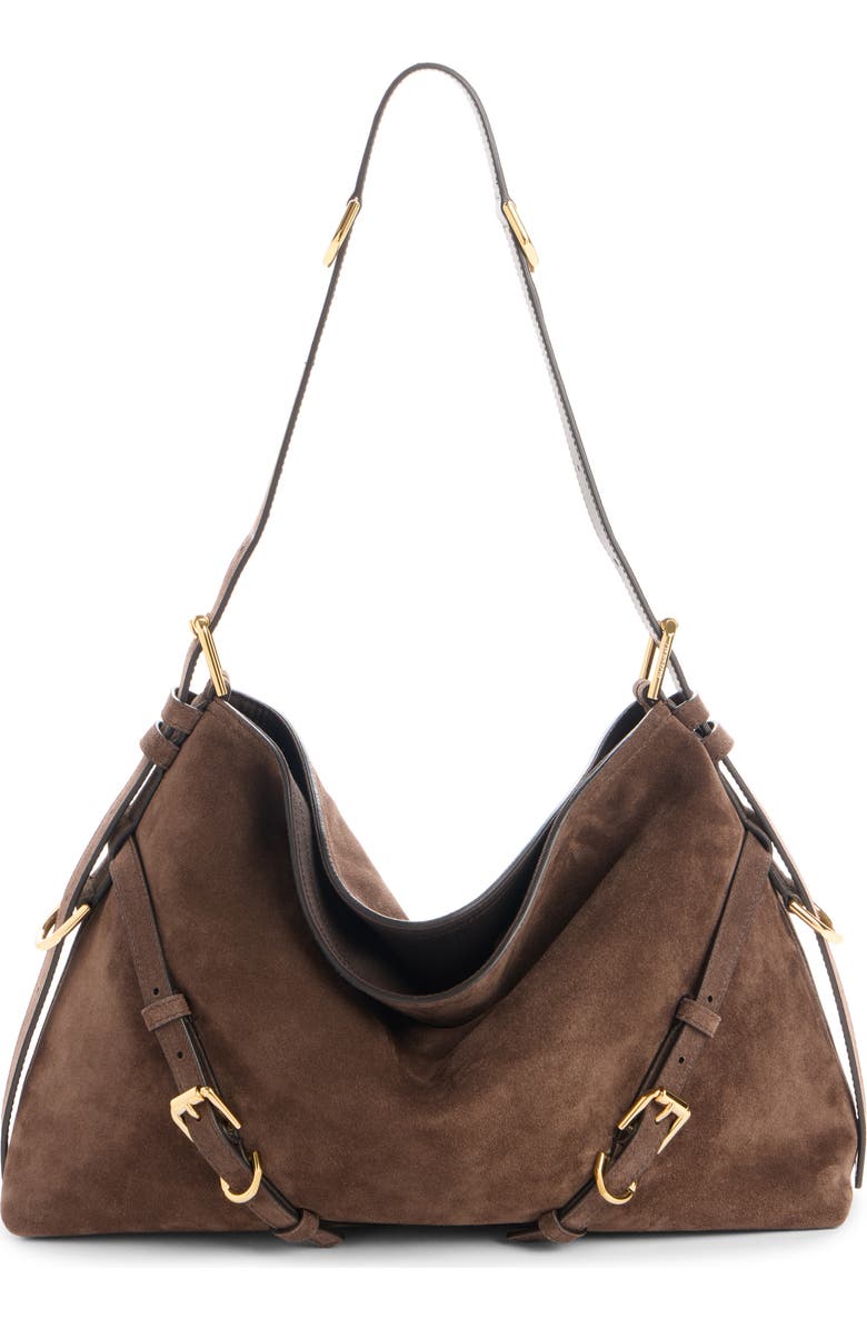 Givenchy Medium Voyou Suede Hobo Bag, Main, color, Ebony Brown