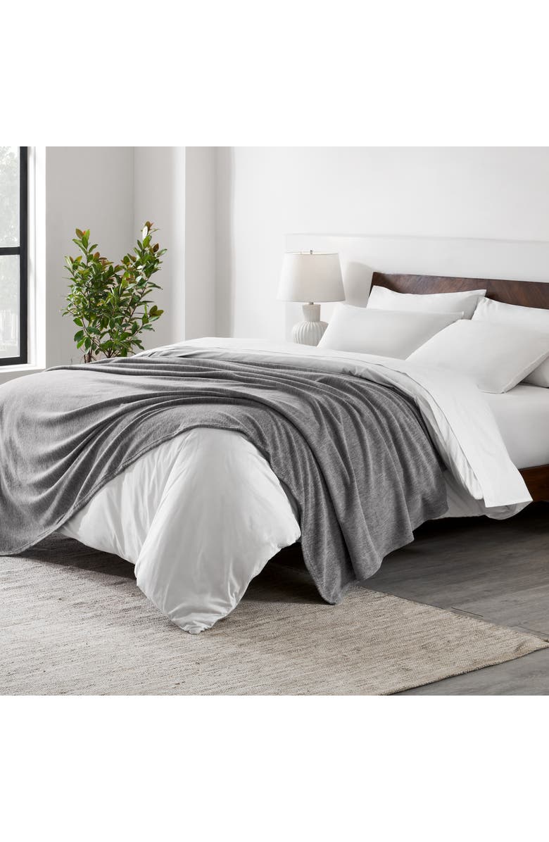 Bare Home Lightweight Polar Fleece Throw Blanket, Alternate, color, Heather Light Grey