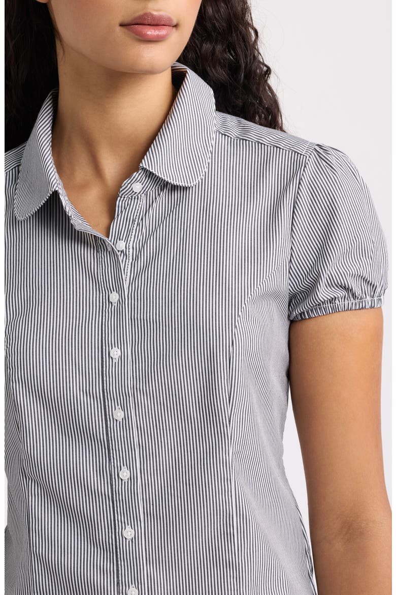Clover Stripe Short Sleeve Button-Up Shirt, Alternate, color, BLACK STRIPE