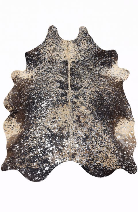 Eco Hides RH Rugs Luma Metallic Silver Cowhide Rug 7'0" × 6'4"