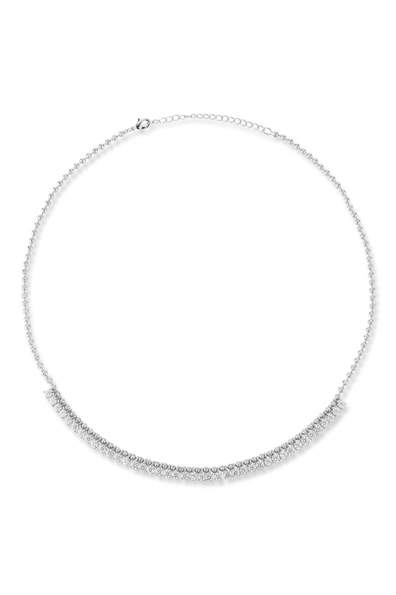 Cubic Zirconia Ball Chain Charm Necklace, Alternate, color, SILVER