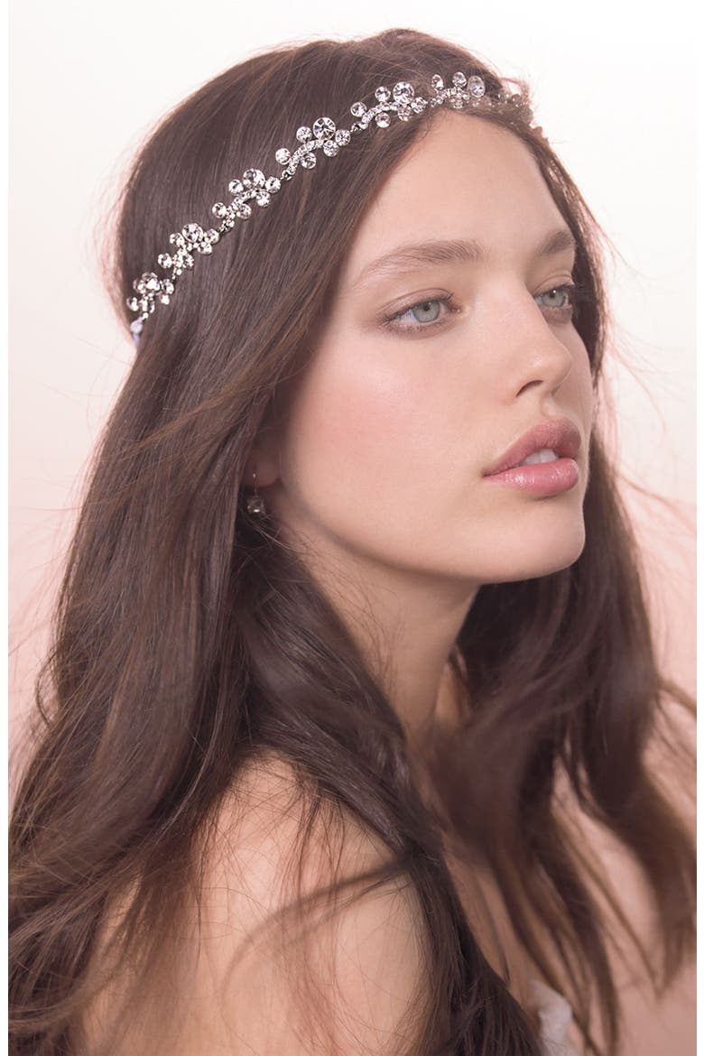 'Crystal Tiara' Head Wrap, Alternate, color, WHITE