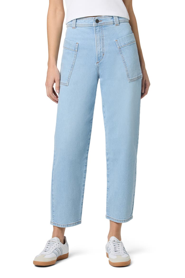 Patch Pocket High Waist Ankle Barrel Leg Jeans, Main, color, LUANDA