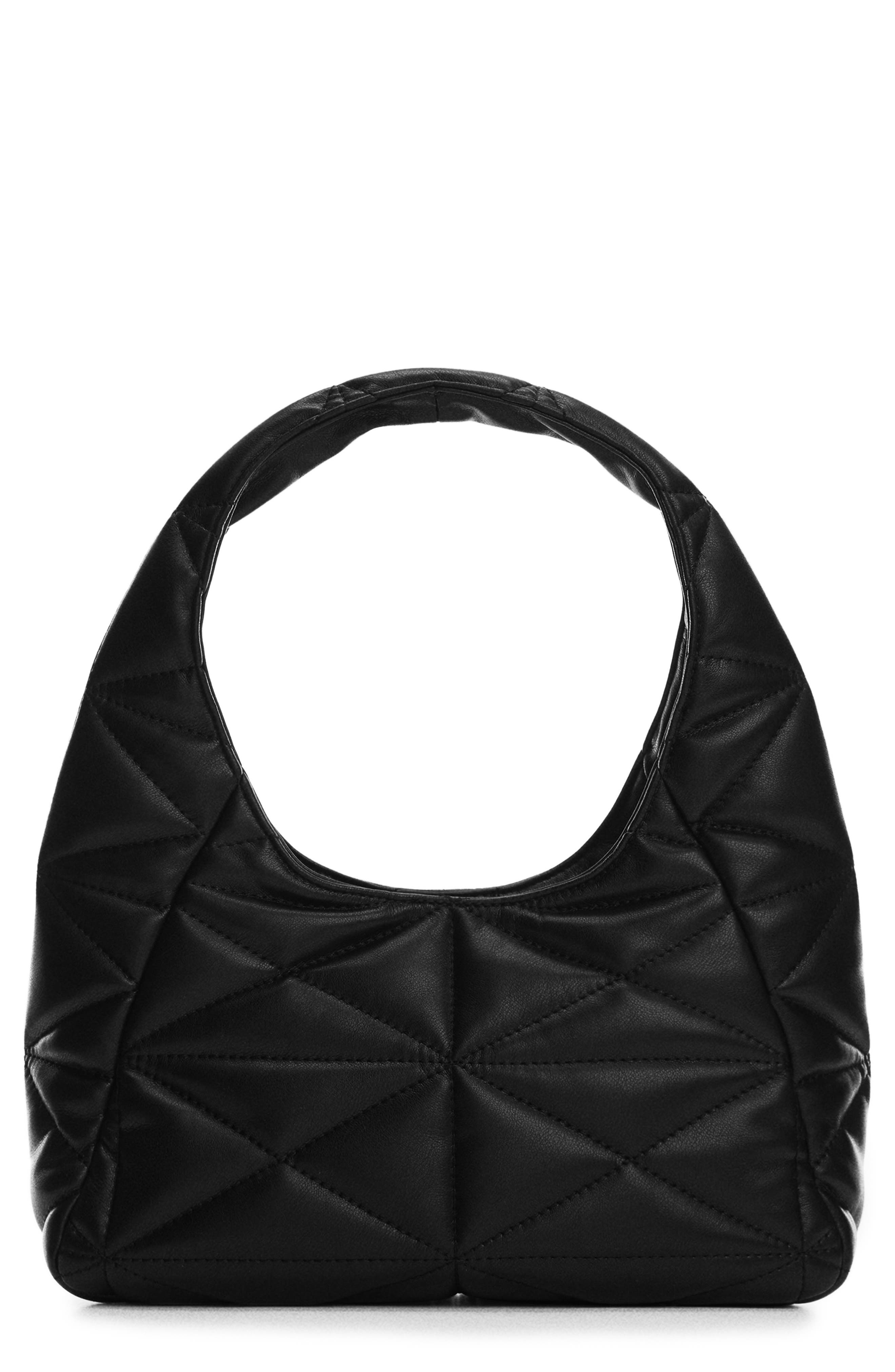 MANGO Quilted Faux Leather Hobo Bag, Main, color, 