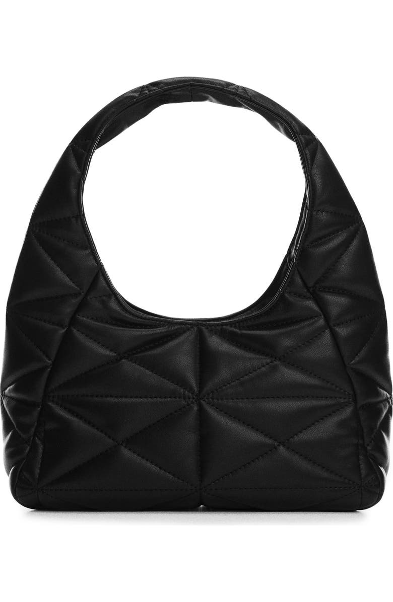 MANGO Quilted Faux Leather Hobo Bag, Main, color,