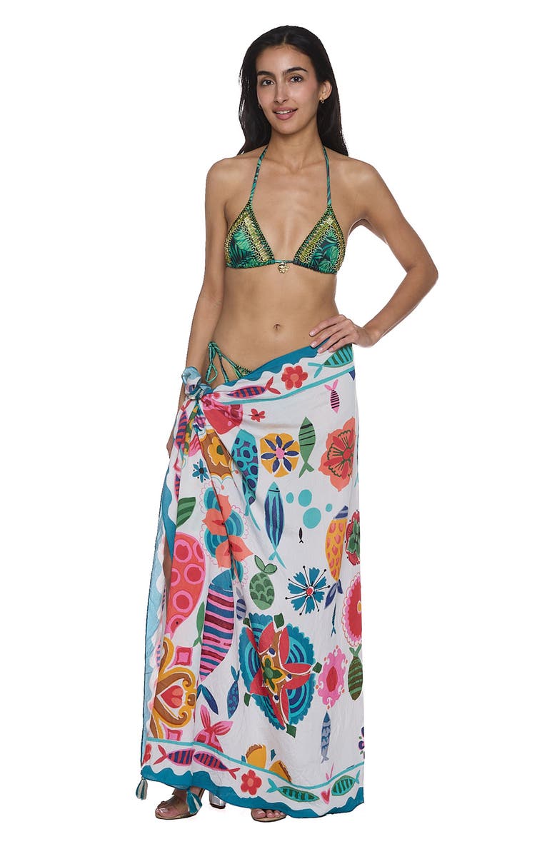 RANEES Pareo Convertible Midi Cover-Up Dress, Alternate, color, White