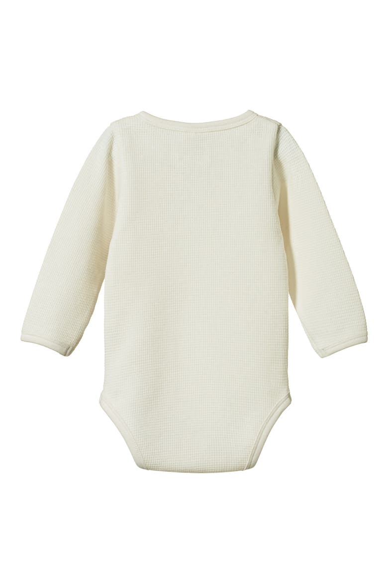 Waffle Knit Organic Cotton Henley Bodysuit, Alternate, color, NATURAL