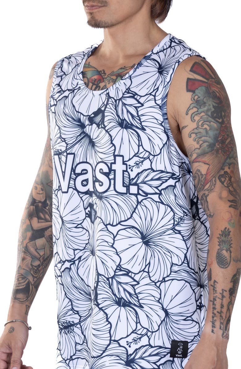 VAST Local Leaves Aqua Terra Performance Tank, Alternate, color, Navy